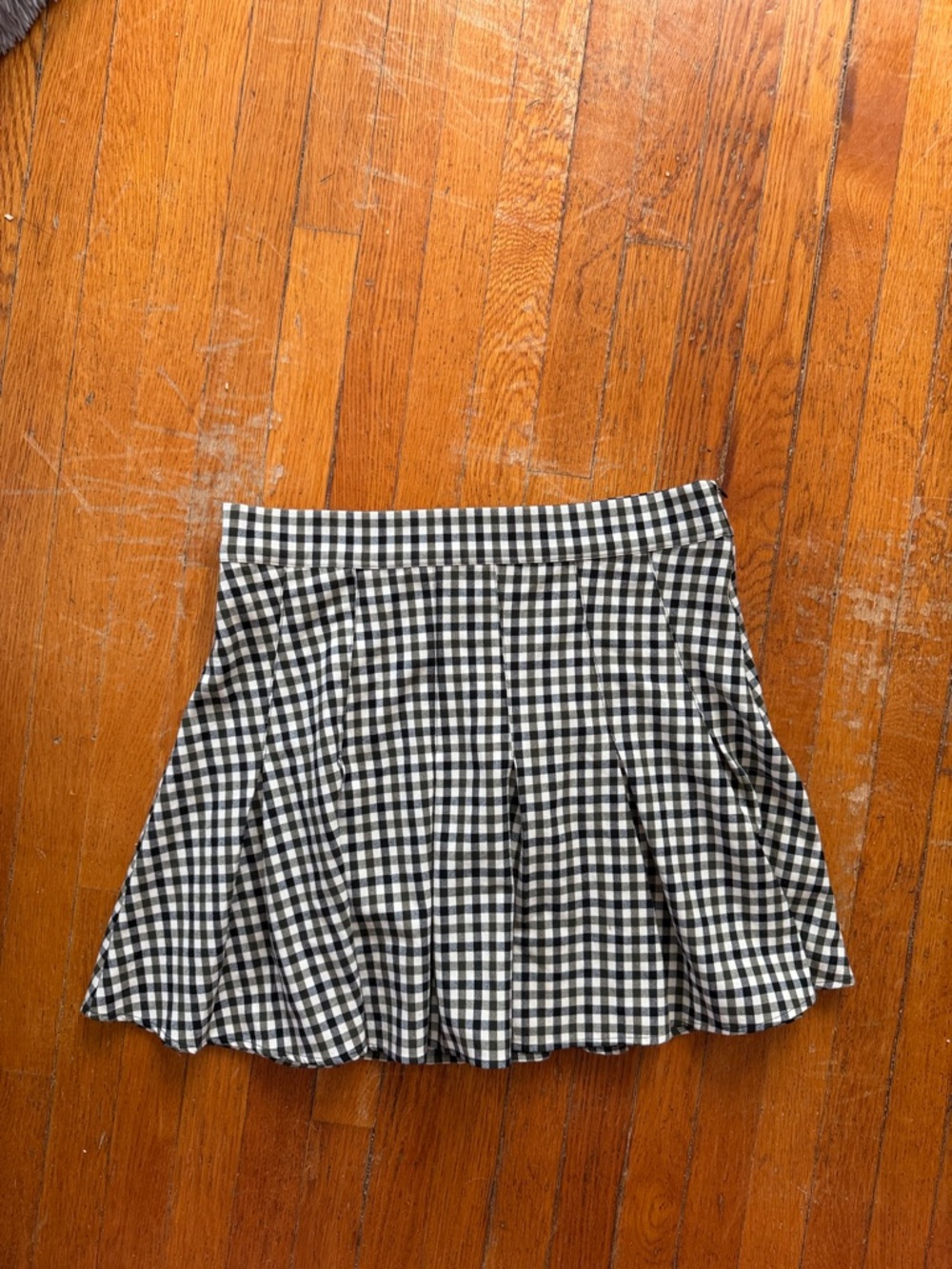 Anthropologie Maeve Black and White Gingham Skater Skirt